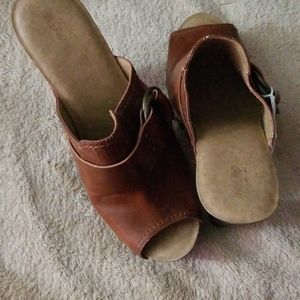 Brown high heels sandals
